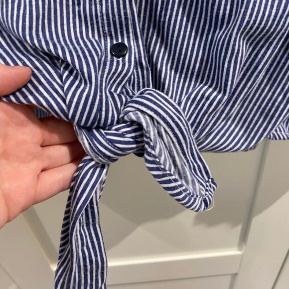 Blue & White Striped Button Down Shirt - Picture 2 of 7